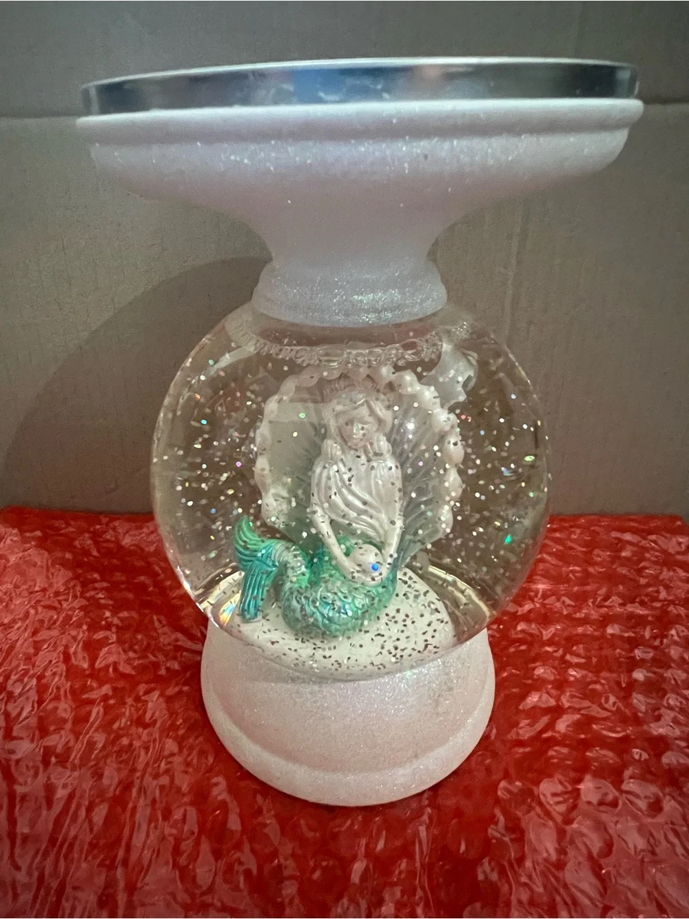 Bath & Body Works mermaid shell water globe Candle holder pedestal